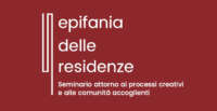 Locandina del seminario "Epifania delle Residenze" presso la Mediateca Guglielmi a Bologna.